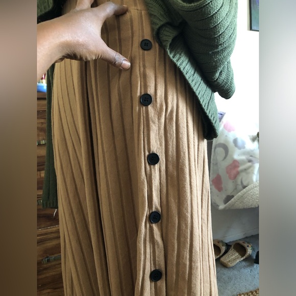 Sexy tan high waist maxi skirt with front side split - Picture 6 of 9